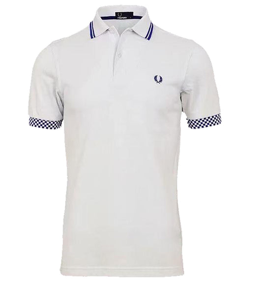 Fred Perry Blue Stripe with Plaid White Polo Shirt