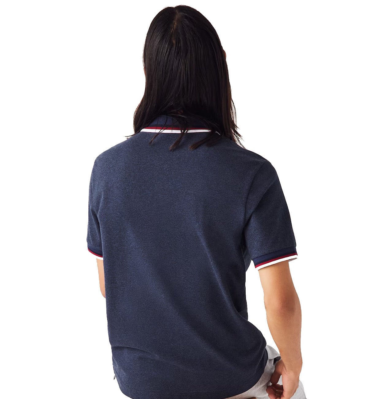 Lacoste Stripe Collar Polo Shirt (Navy)