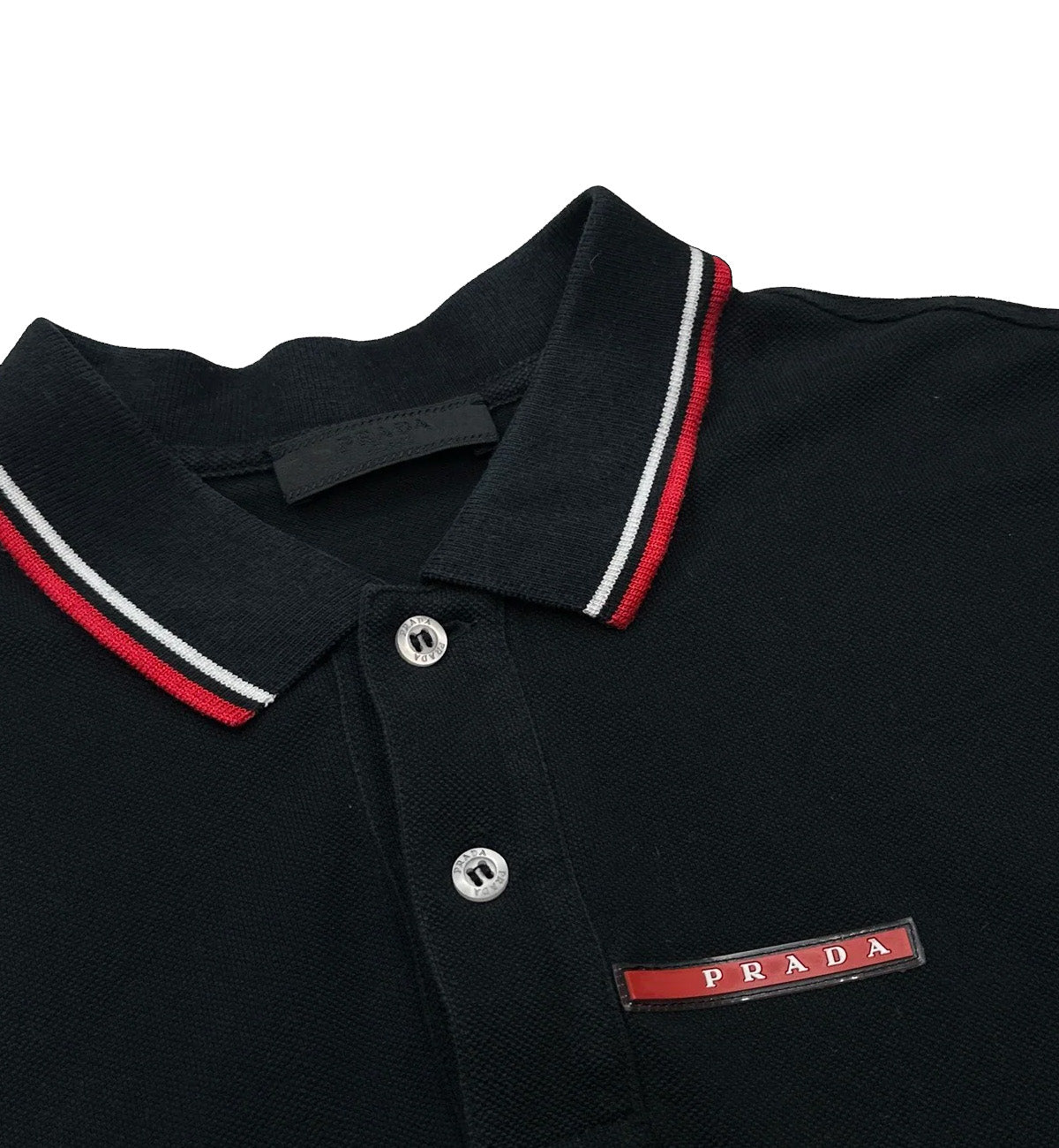 Men's black prada polo shirt hotsell