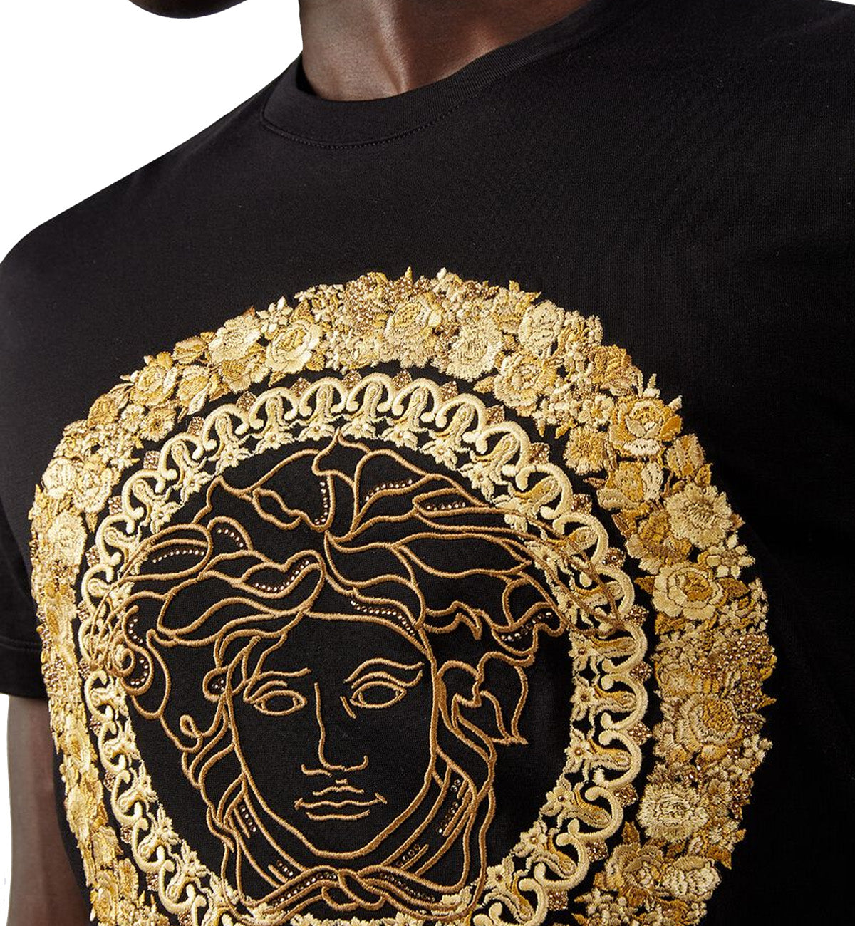 Versace Embroidered Medusa Panske Tricko T-Shirt (Black)