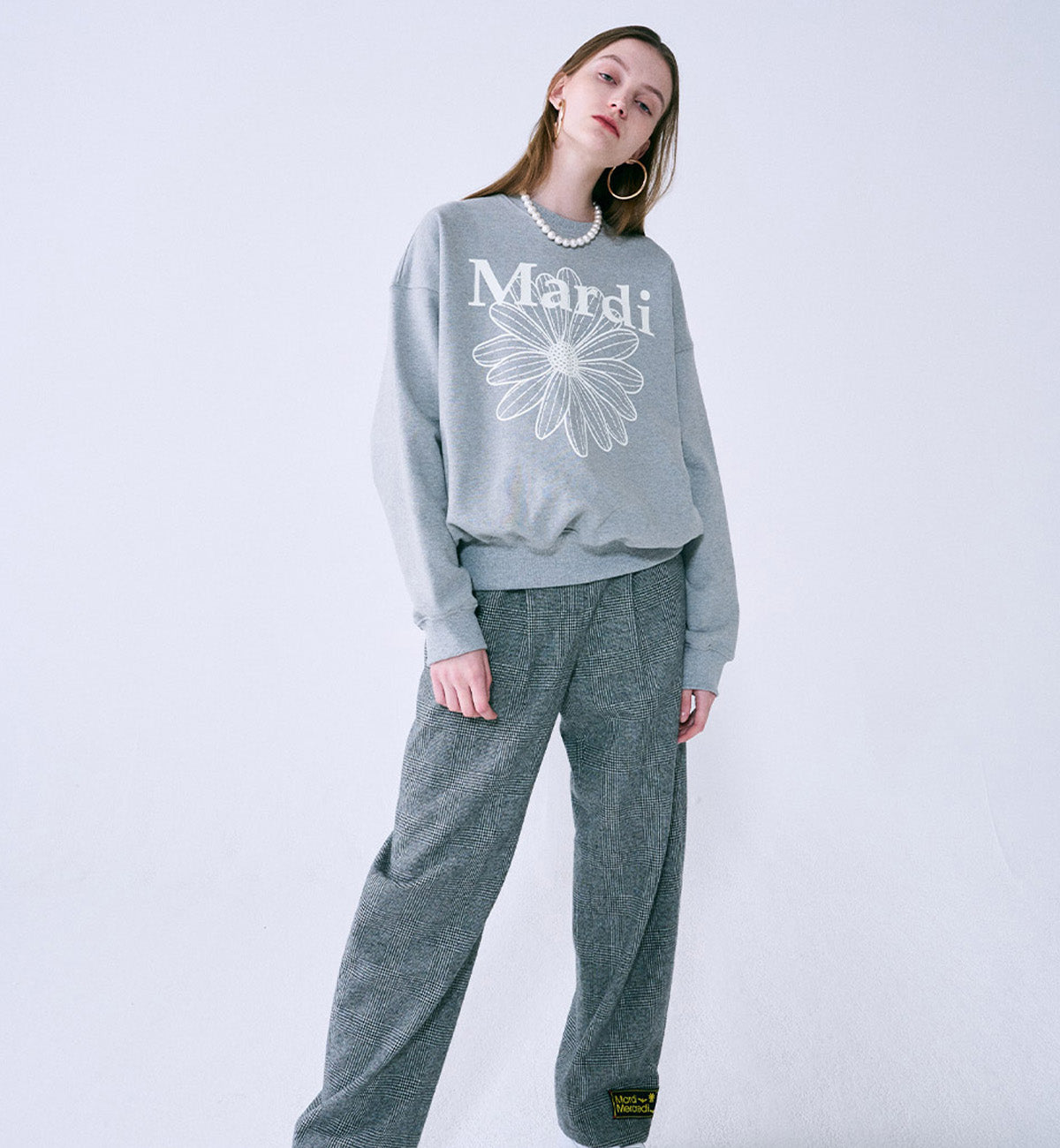 Mardi Mercredi Flower Mardi Sweatshirt (Grey Ivory)