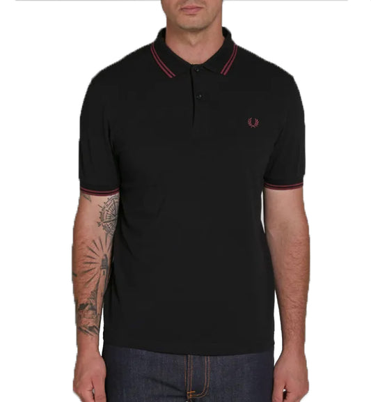 Fred Perry Red Double Stripe Navy Polo Shirt