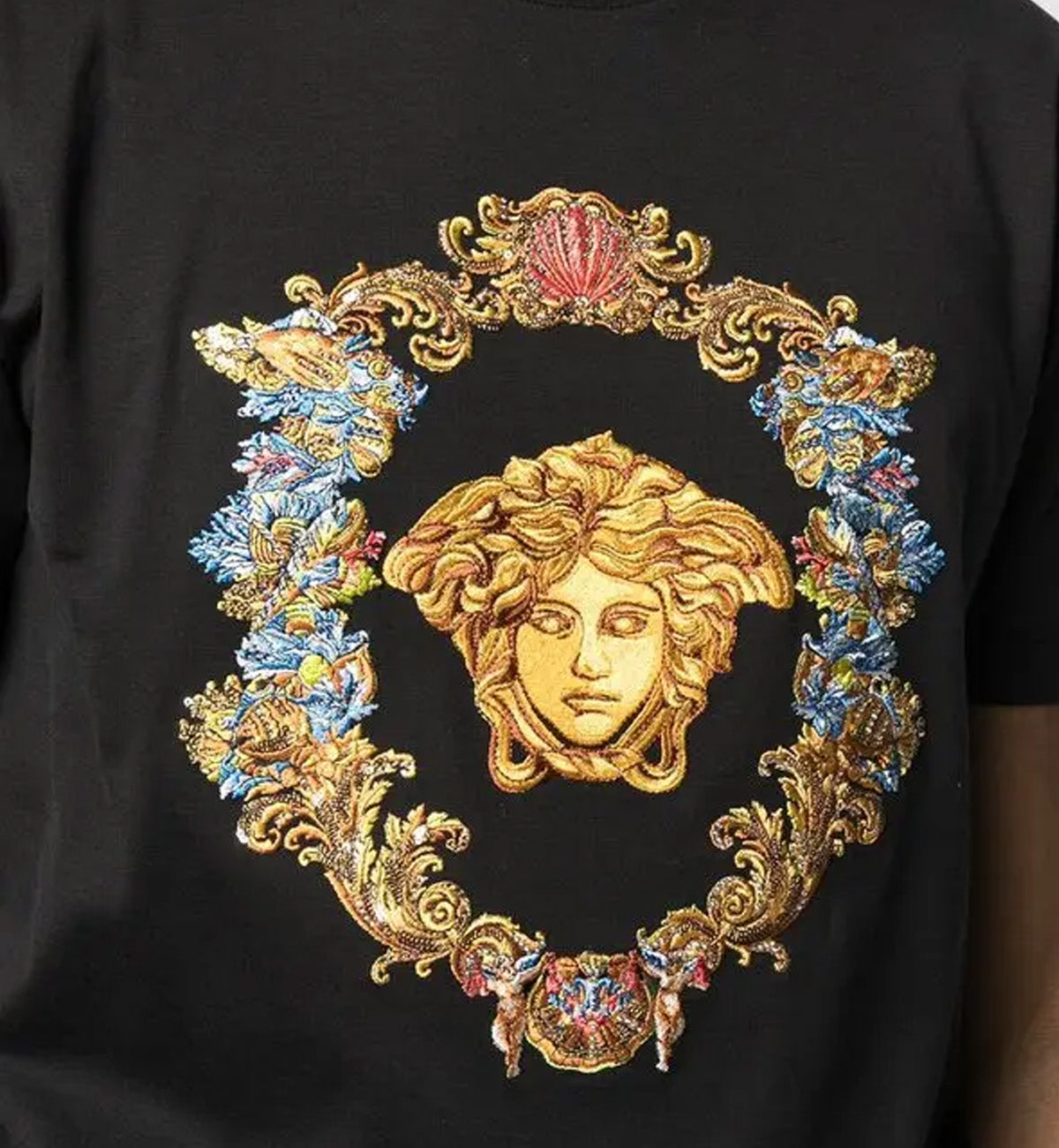 Versace Embroidered Medusa Tresor T-Shirt (Black)