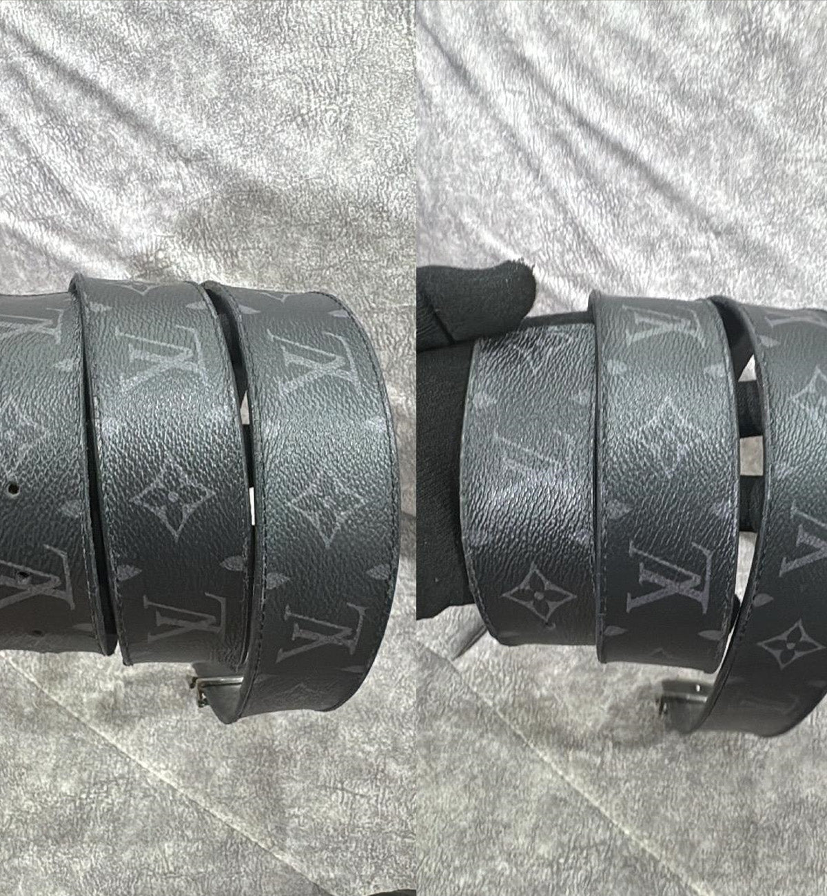 [Pre-Used] LV Belt Monogram Eclipse with Silver Buckle