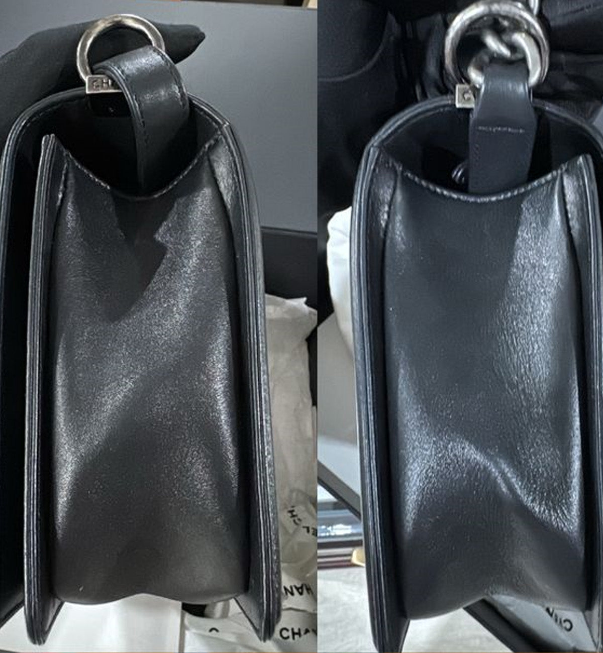 [Pre-Used] Boy Chanel Calfskin & Ruthenium Metal Black Handbag