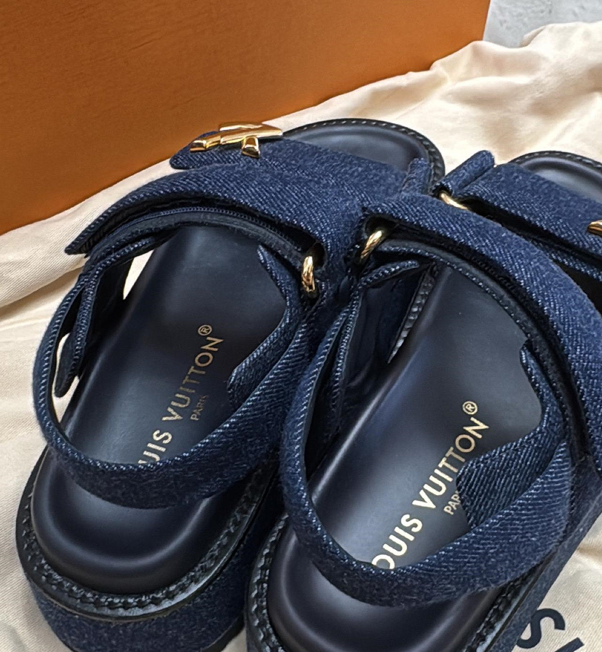 [Pre-Used] LV Sunset Sandals Denim Blue Platform