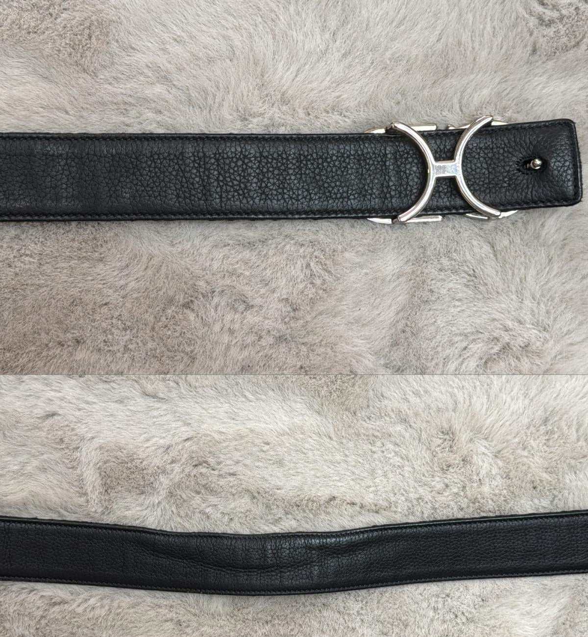 [Pre-used] Dior Belt Reversible with Silver Logo