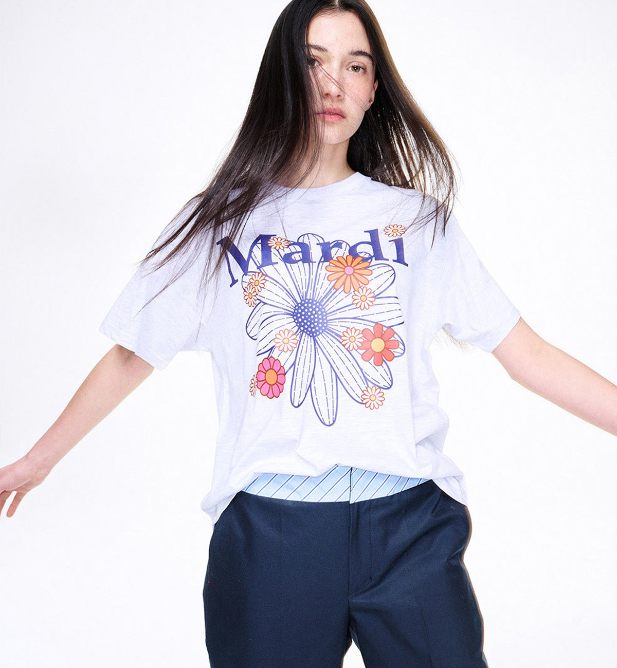 Mardi Mercredi Blossom Mardi T-Shirt (White Blue)