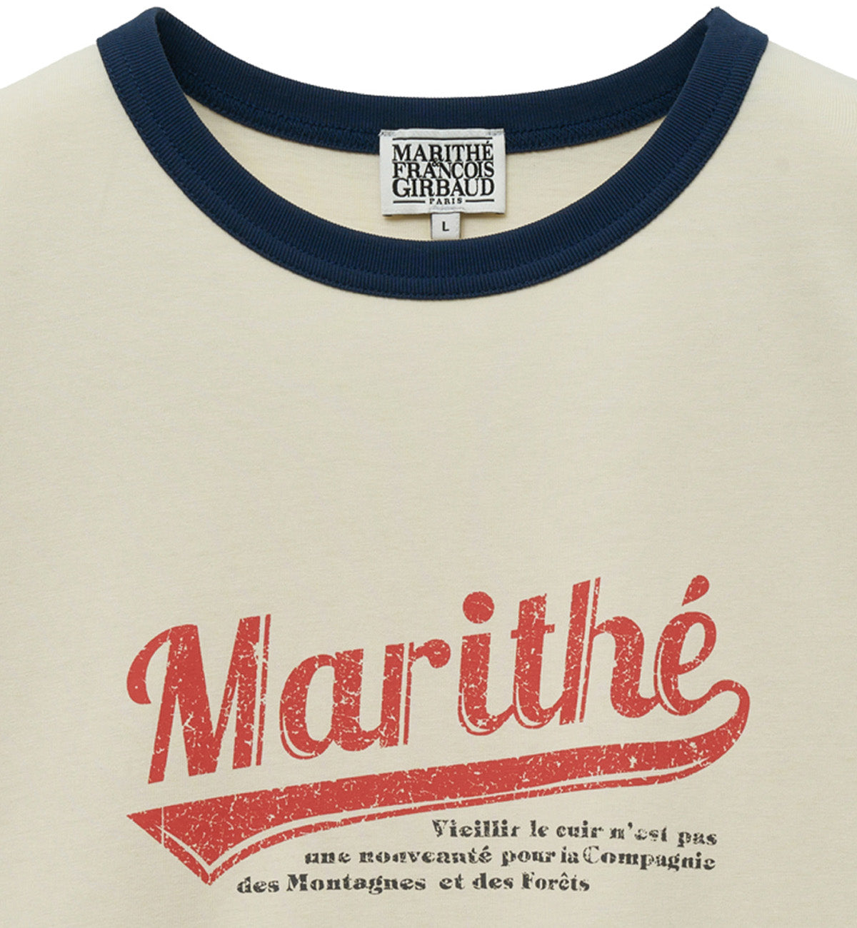 Marithe Vintage Baseball Ringer T-Shirt (Ivory)