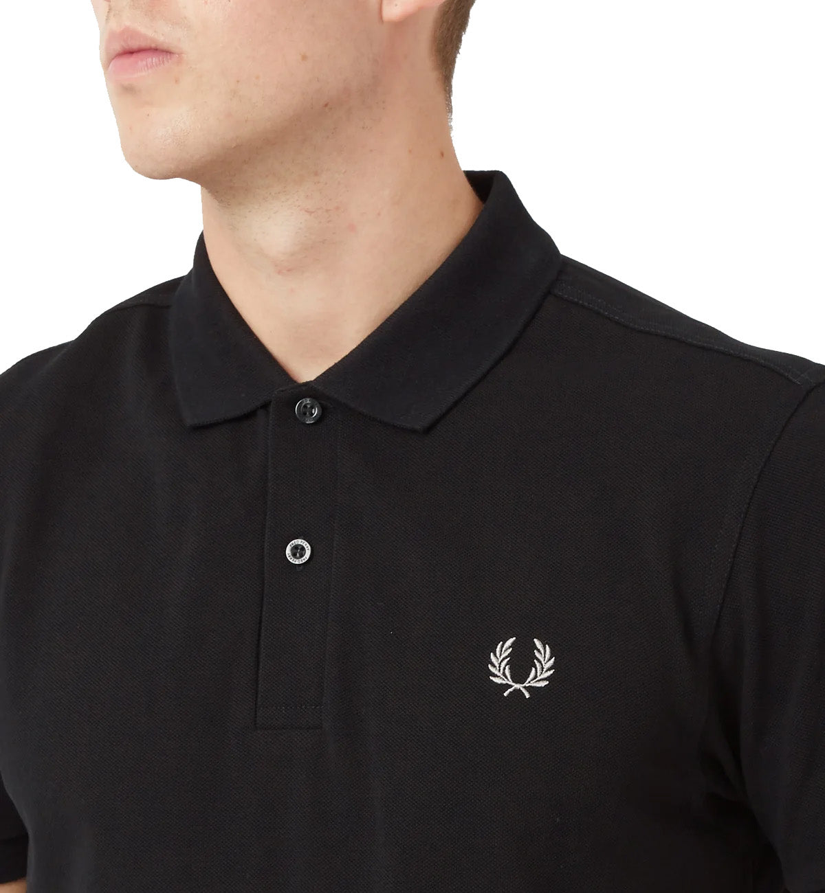 Fred Perry Textured Knit Polo T-shirt - Black