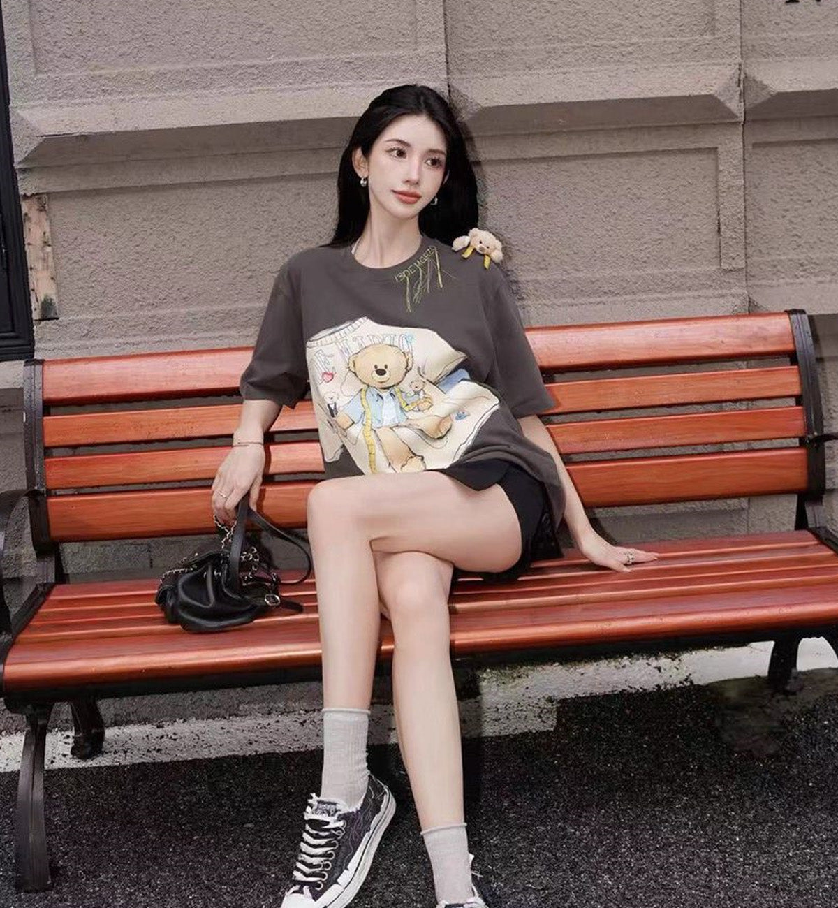 13DE MARZO Tailor Bear Printing T-shirt (Brown)