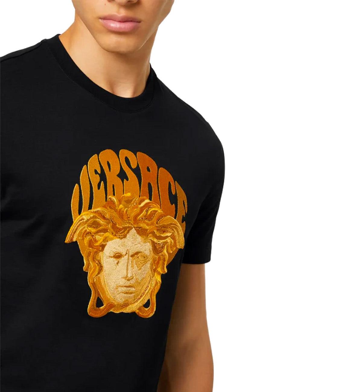 Versace Embroidered Medusa Music T-Shirt (Black)