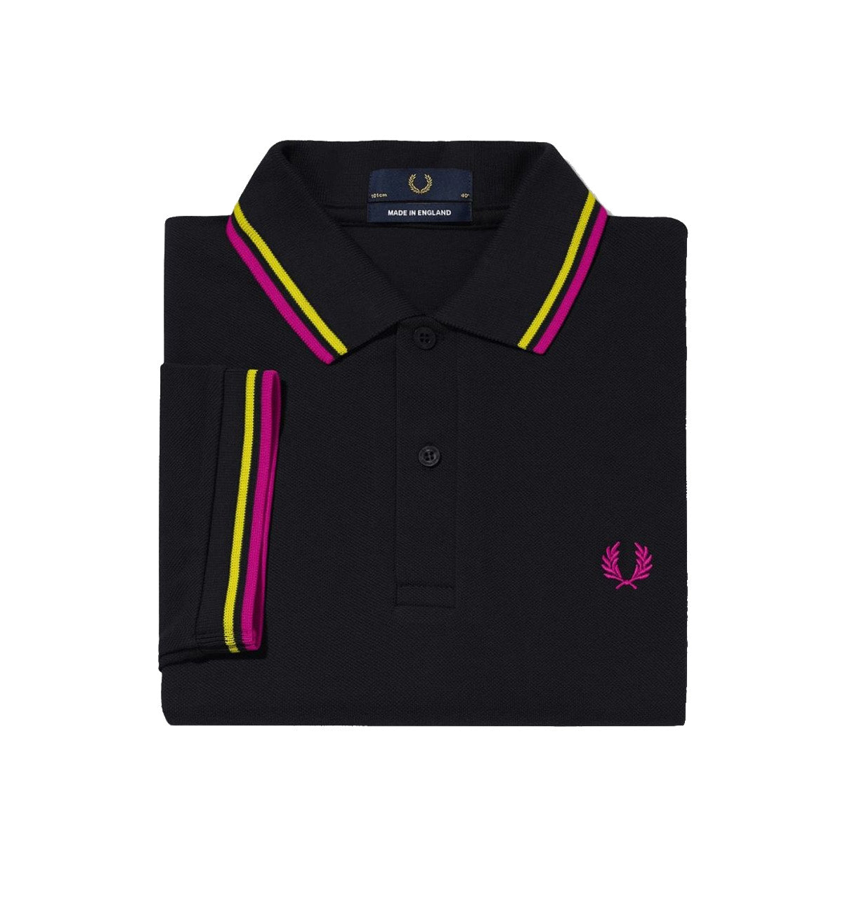 Fred Perry Pink Yellow Stripe Black Polo Shirt