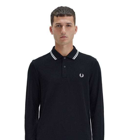 Fred Perry White Twin Tipped Polo Sweatshirt (Black)