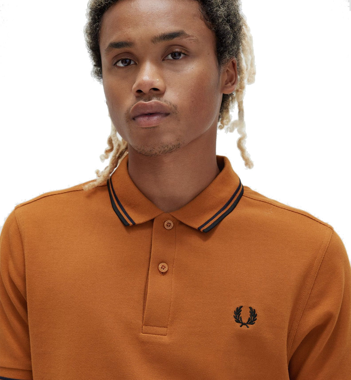 Fred Perry Navy Black Stripe Nut Flake Polo Shirt