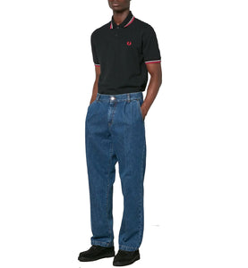 Fred Perry Red White Stripe Polo Black Shirt