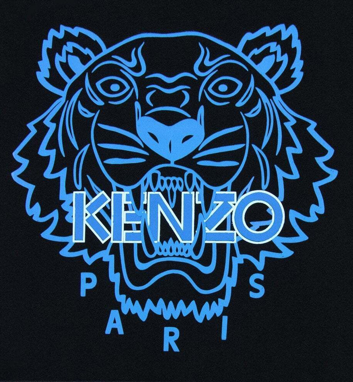Kenzo Blue Line Tiger Printed T-Shirt (Black)