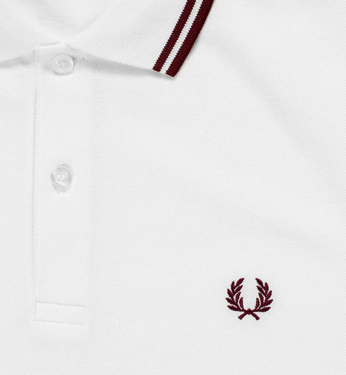 Fred Perry Maroon Double Stripe White Polo Shirt