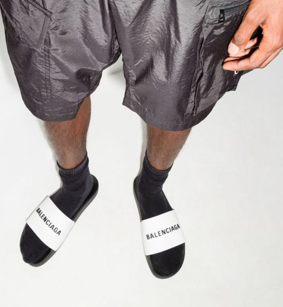 Balenciaga Pool Slides (White Black Mix)