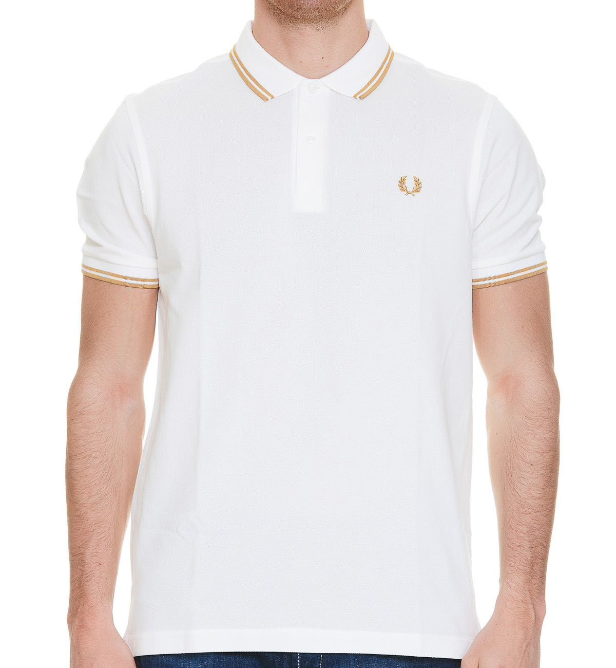 Fred Perry Desert Double Stripe Polo White Shirt