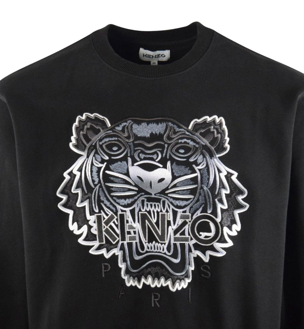 Kenzo Black White Embroidered Tiger Logo Sweatshirt