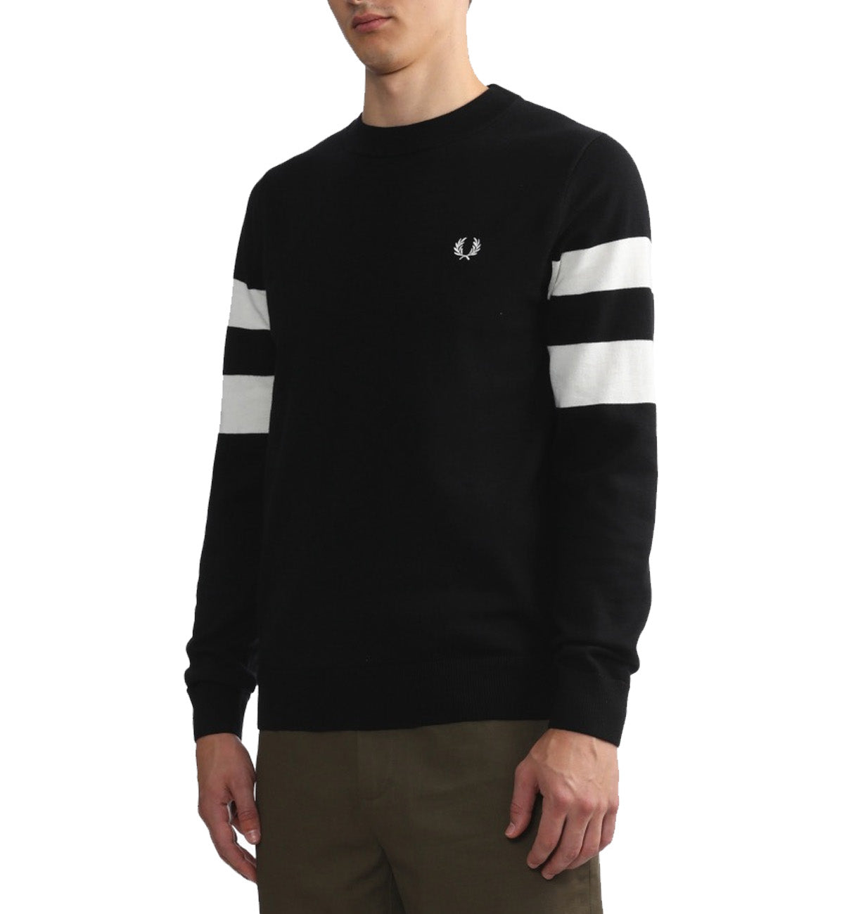 Fred Perry Tipped Sleeve Sweatshirt (Black)