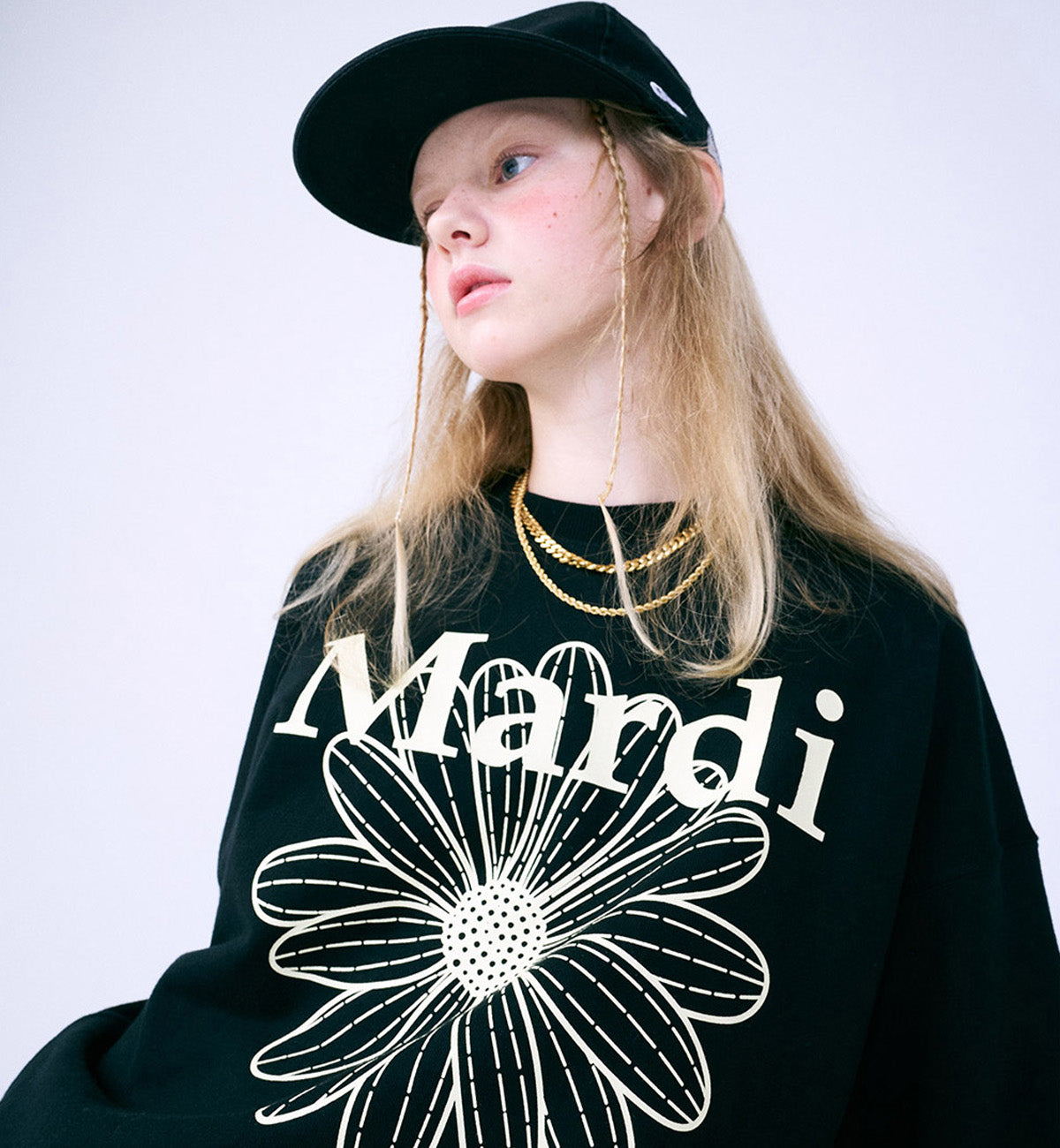 Mardi Mercredi Flower Mardi Sweatshirt (Black Cream)