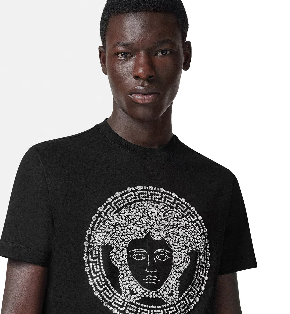 Versace White Crystal Medusa T-Shirt (Black)