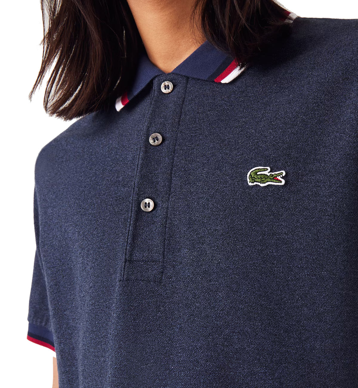 Lacoste Stripe Collar Polo Shirt (Navy)