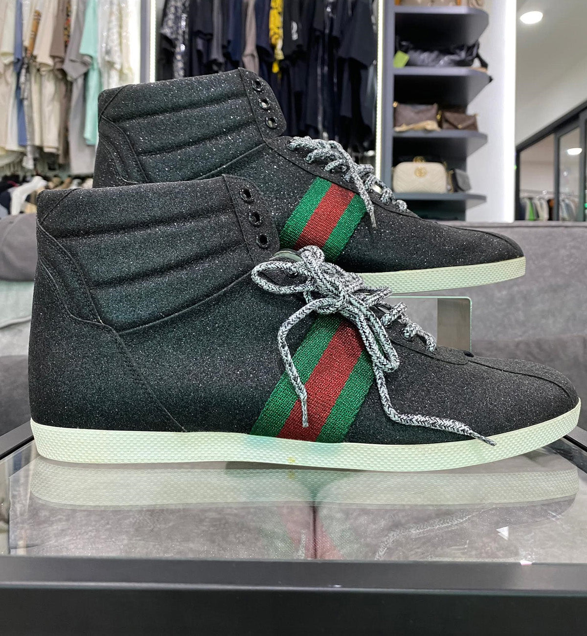 [Pre-used] Gucci Glitter High Sneaker