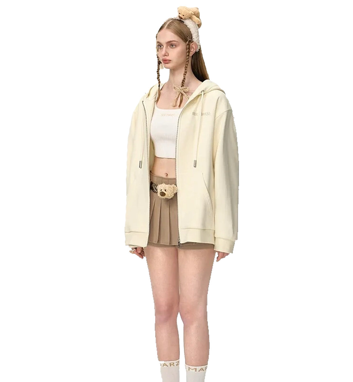 13DE MARZO Doozoo Zip Hoodie (Beige)