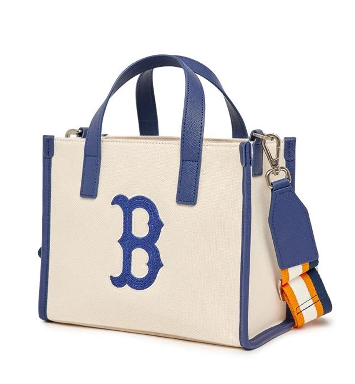 MLB Big Logo Canvas S Tote Bag Blue Boston