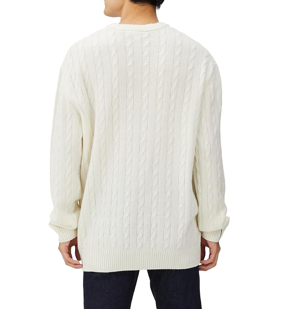 Lacoste Responsible Wool Cable Knit Sweater (Off-White)