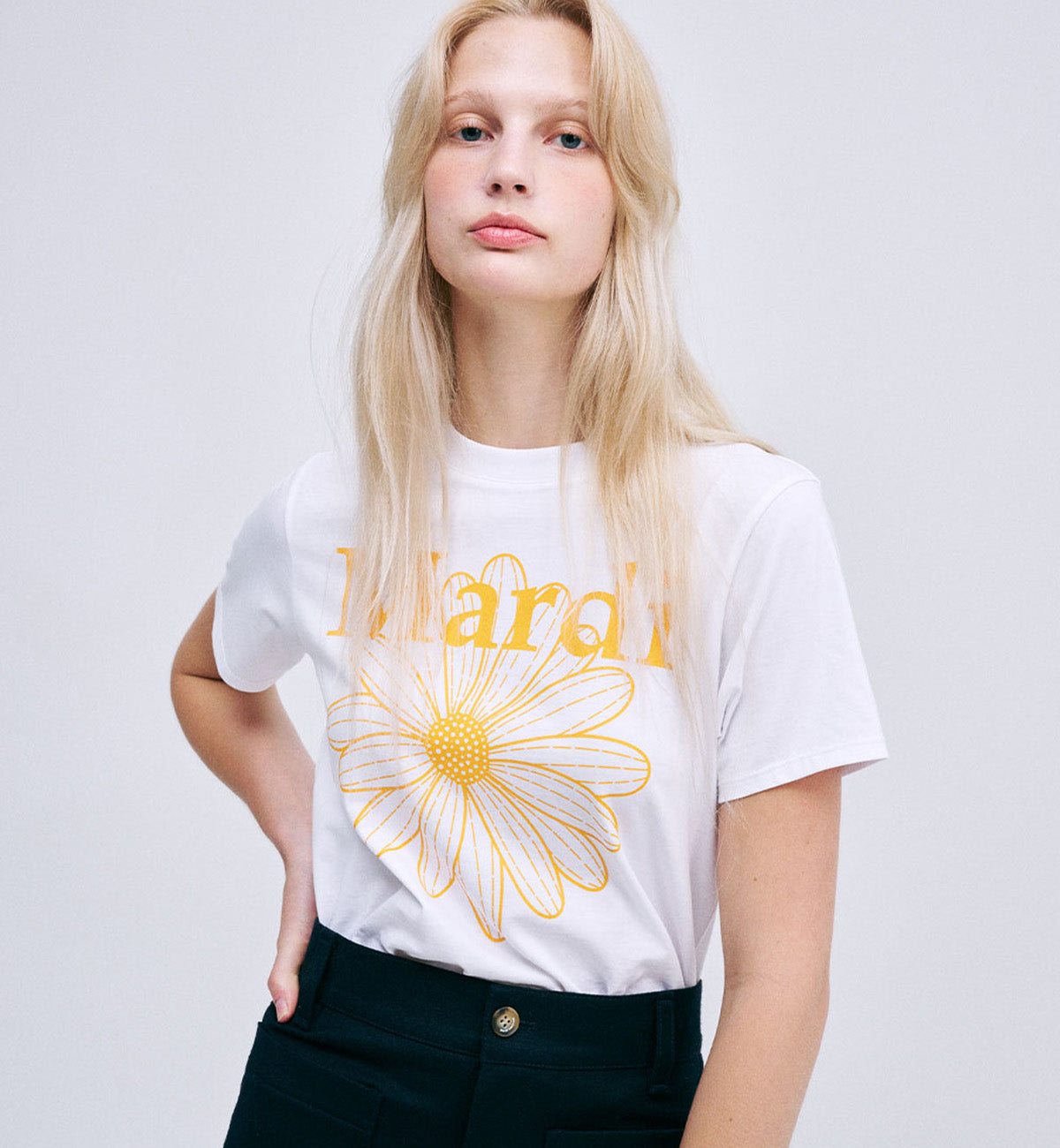 Mardi Mercredi Flower Mardi T-Shirt (White Tangerine)