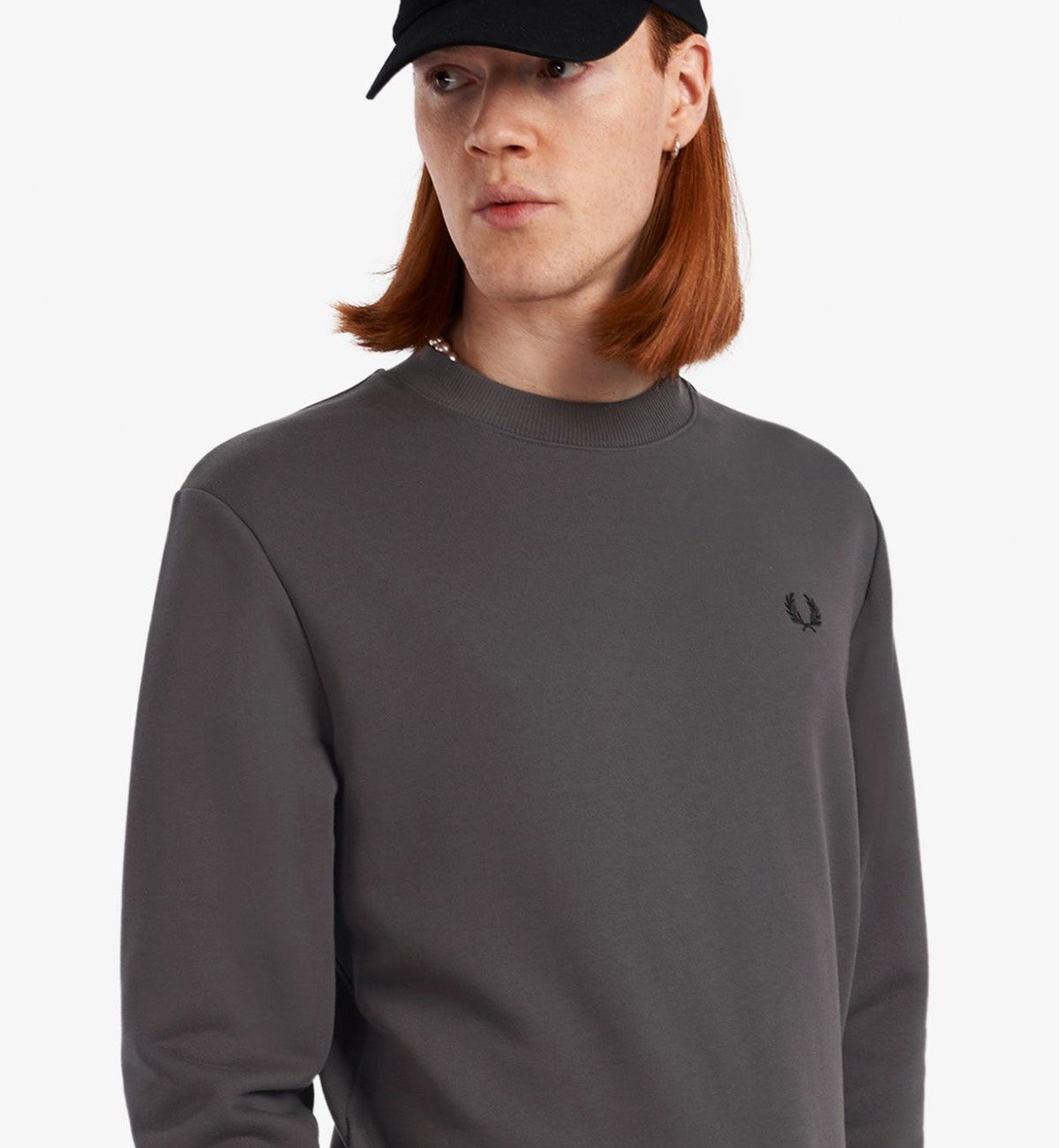 Fred Perry Crew Neck Sweatshirt (Gunmetal)