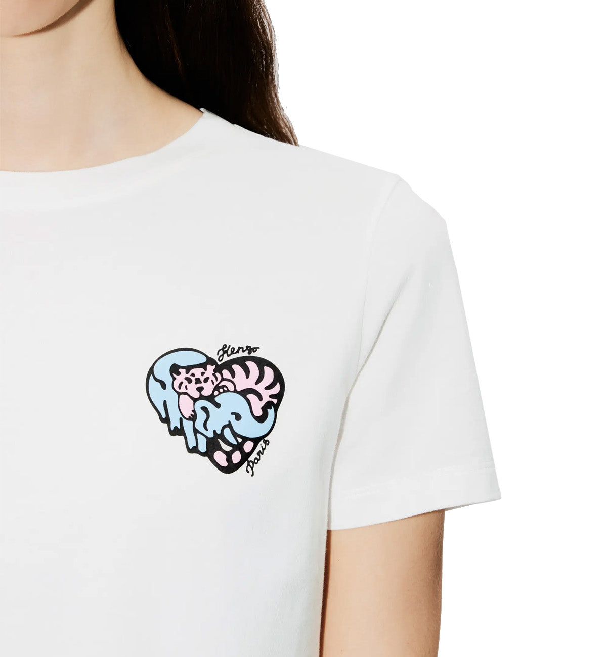 Kenzo Female Embroidered Jungle Heart T-Shirt (White)