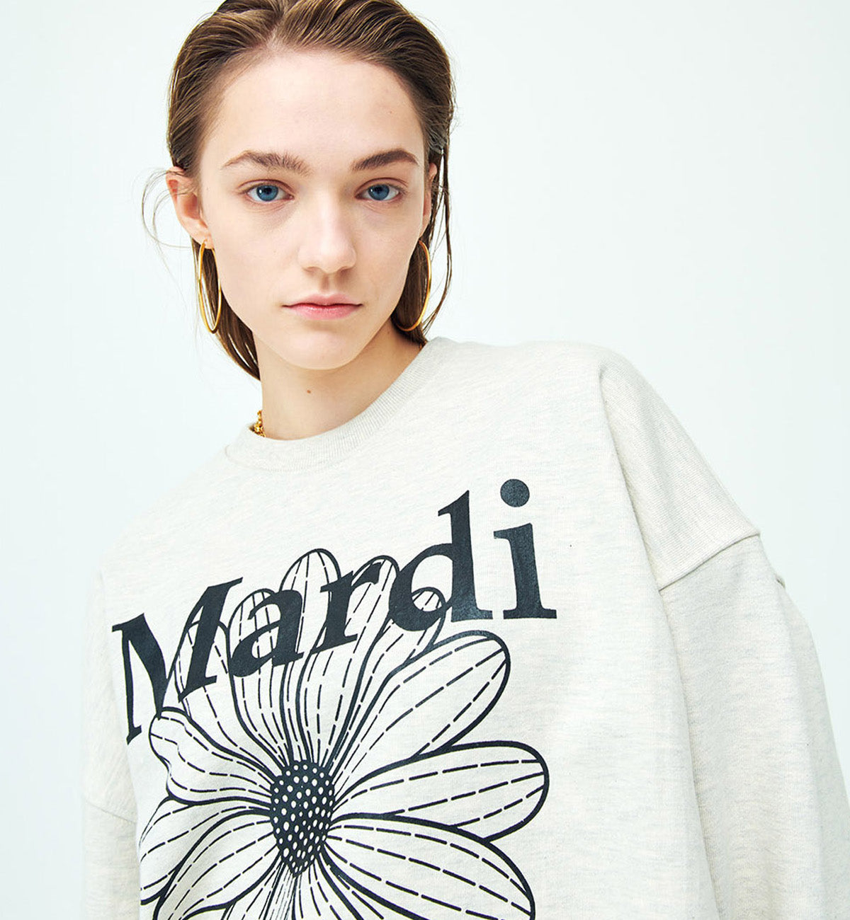 Mardi Mercredi Flower Mardi Sweatshirt (Oathmeal Black)