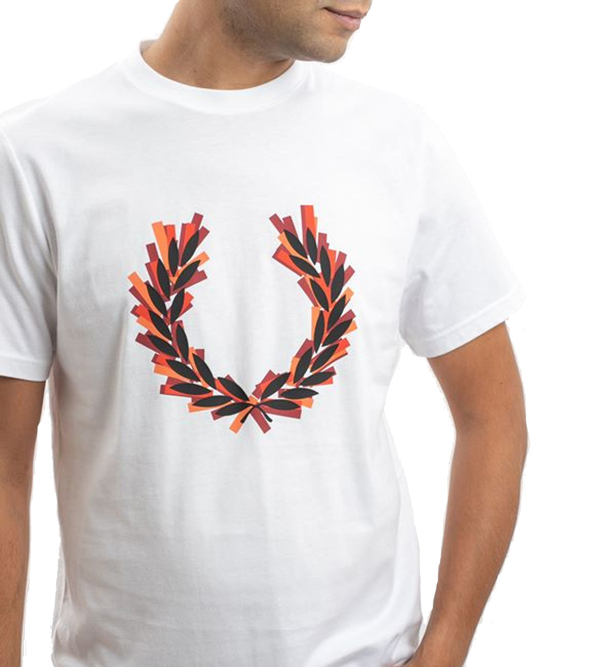 Fred Perry Black Glitched Laurel Wreath Tee (Red Logo)