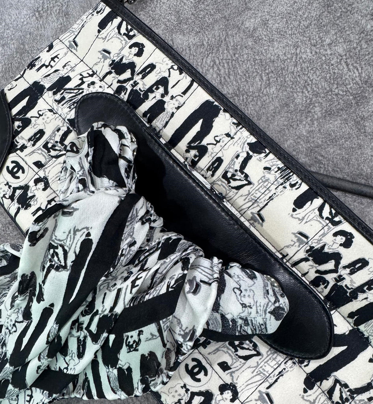 [Pre-used] Chanel Bag WOC Mademoiselle Print Tied Scarf Bag