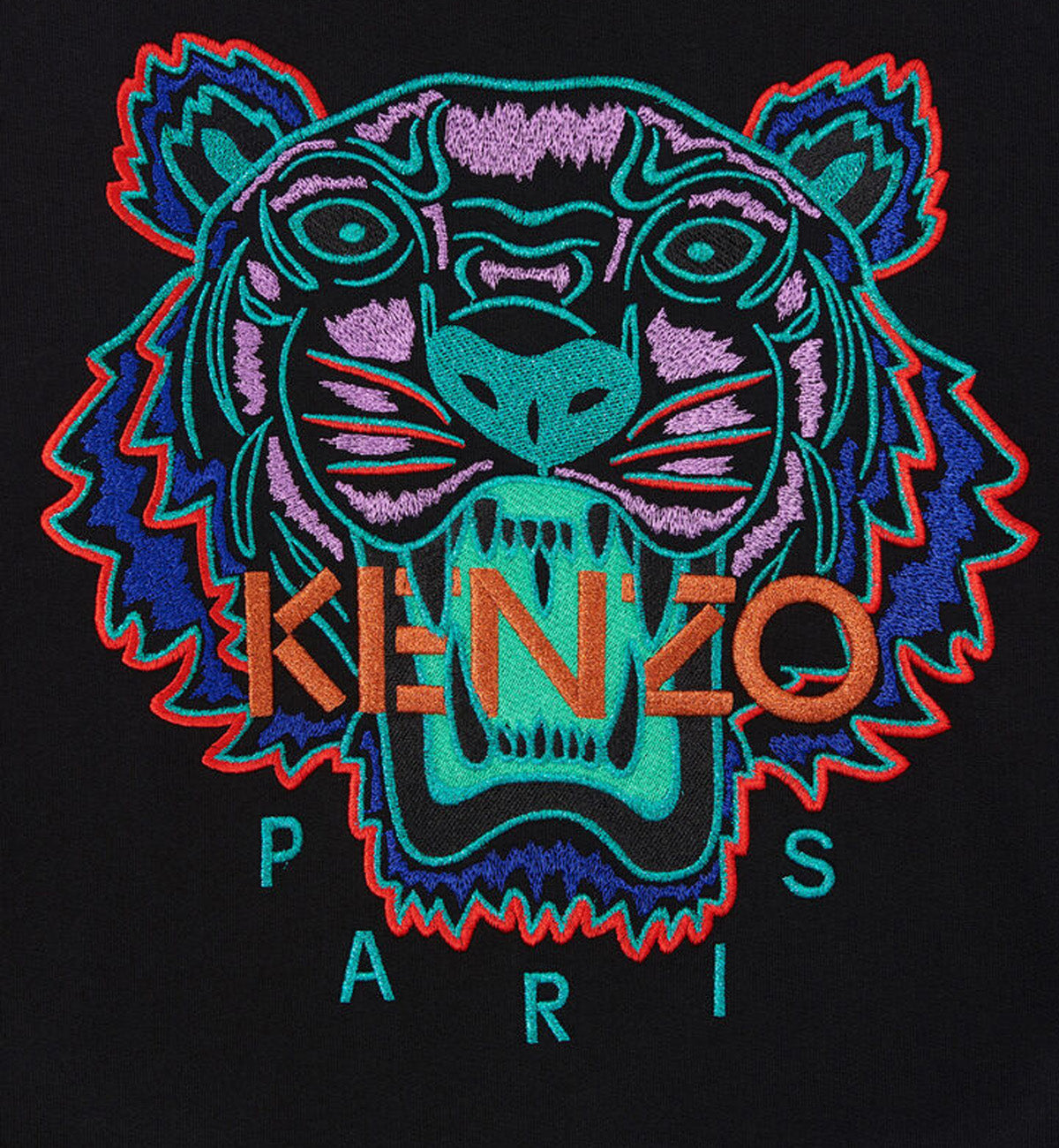 Kenzo Green Purple Embroidered Tiger Logo Sweatshirt