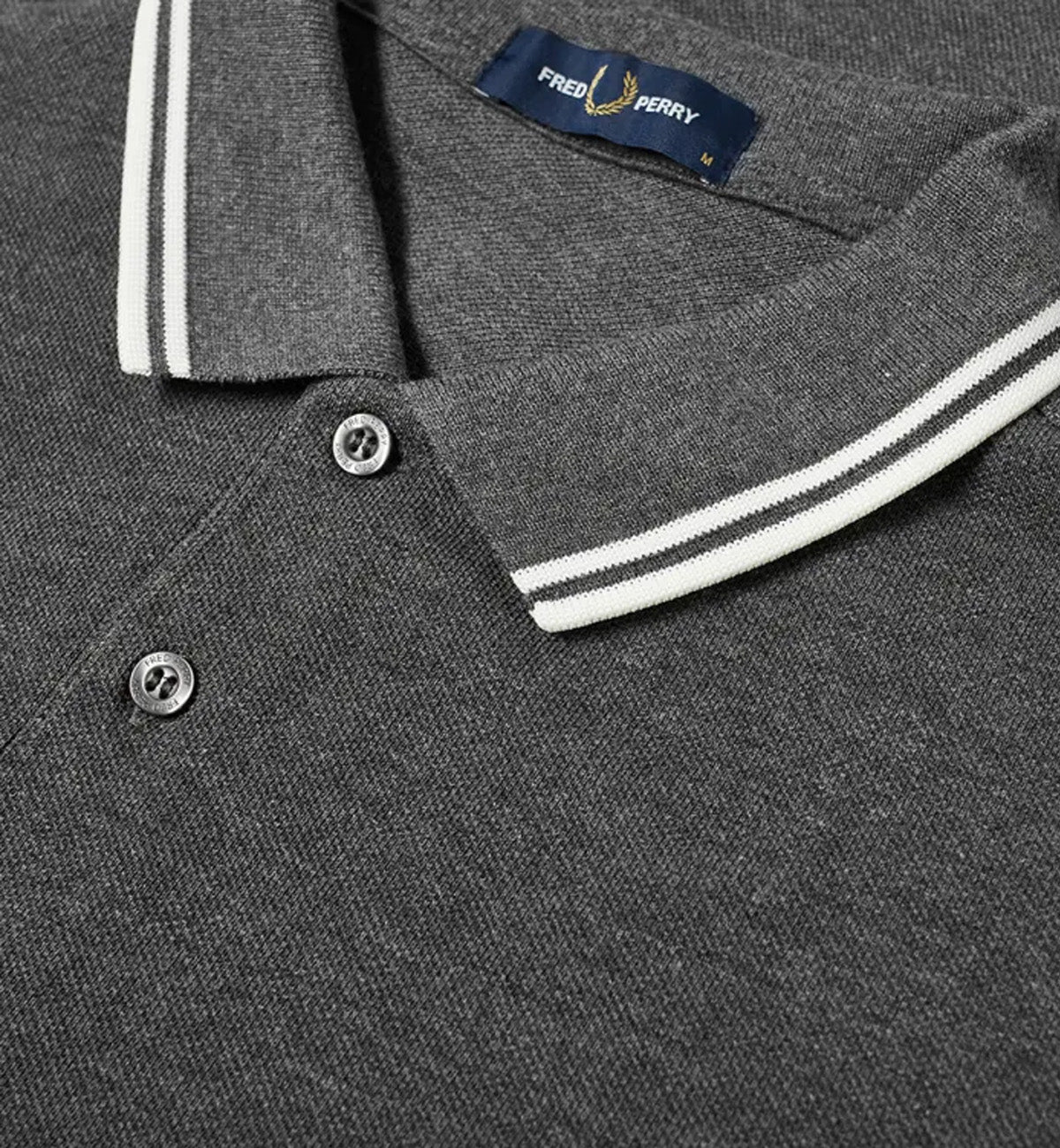 Fred Perry White Double Stripe Dark Grey Polo Shirt