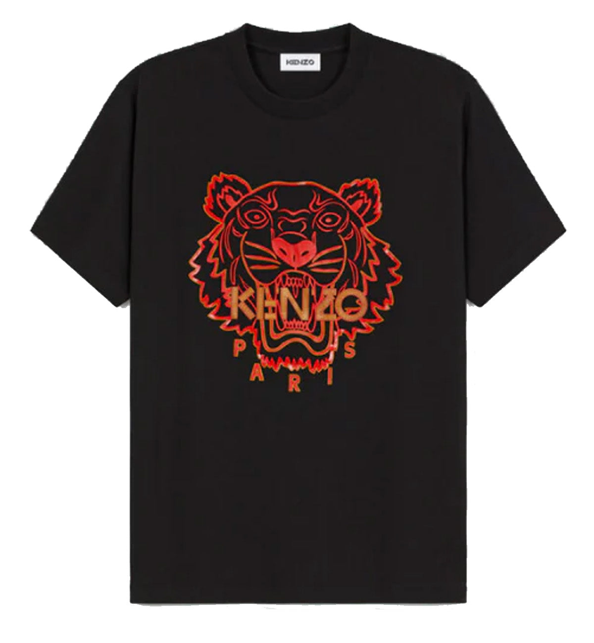 Kenzo Orange Yellow Embroidered Tiger Capsule Crewneck T-Shirt (Black)