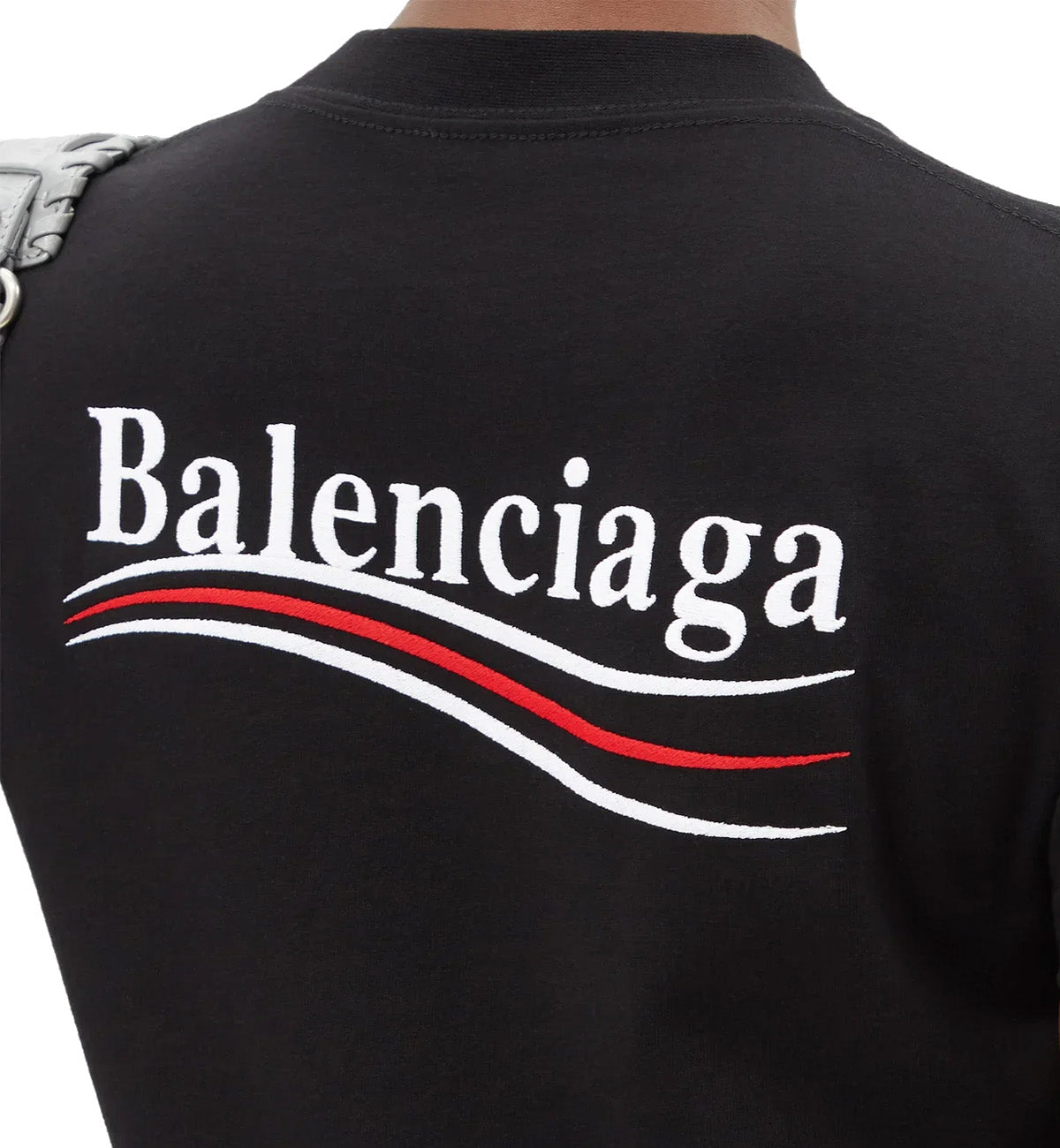 Balenciaga Political Campaign Embroidered Logo T-shirt (Black)