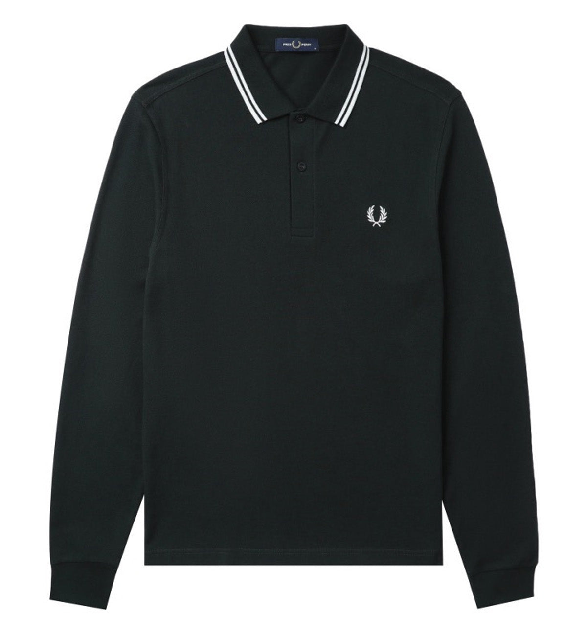 Fred Perry White Twin Tipped Polo Sweatshirt (Dark Green)