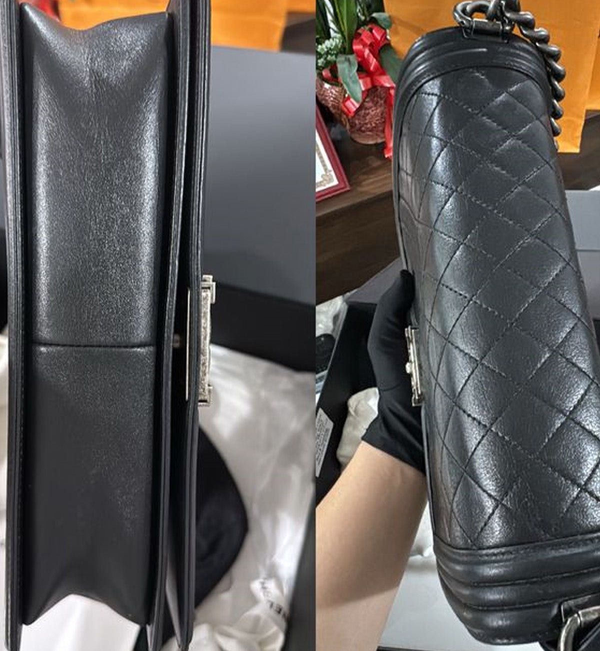[Pre-Used] Boy Chanel Calfskin & Ruthenium Metal Black Handbag