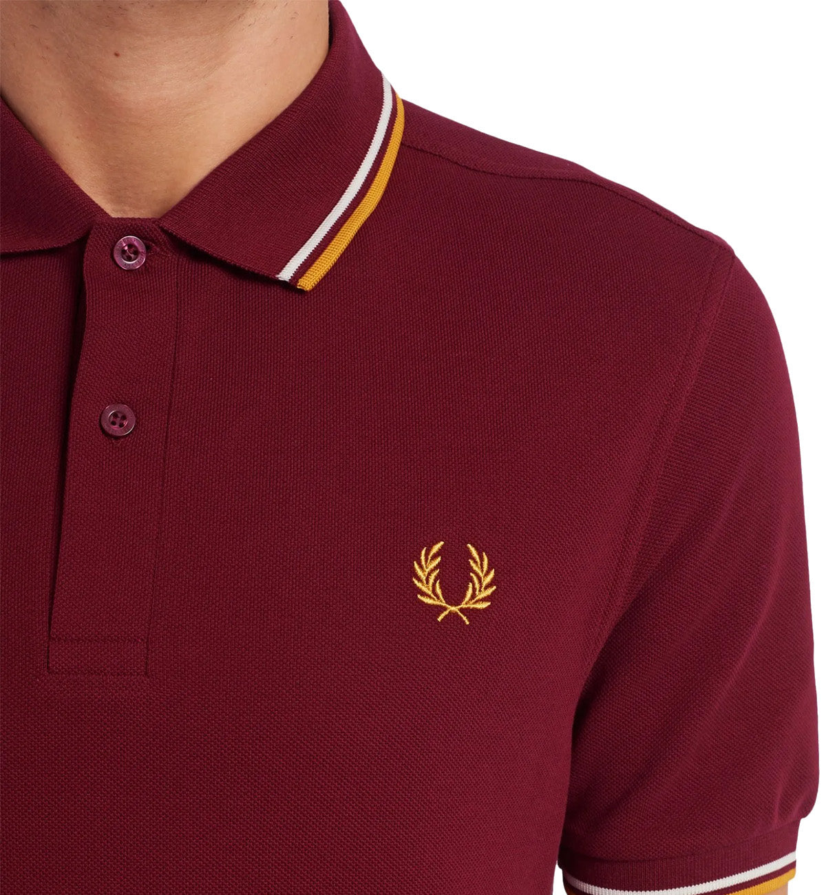 Fred Perry Orange White Stripe Maroon Shirt