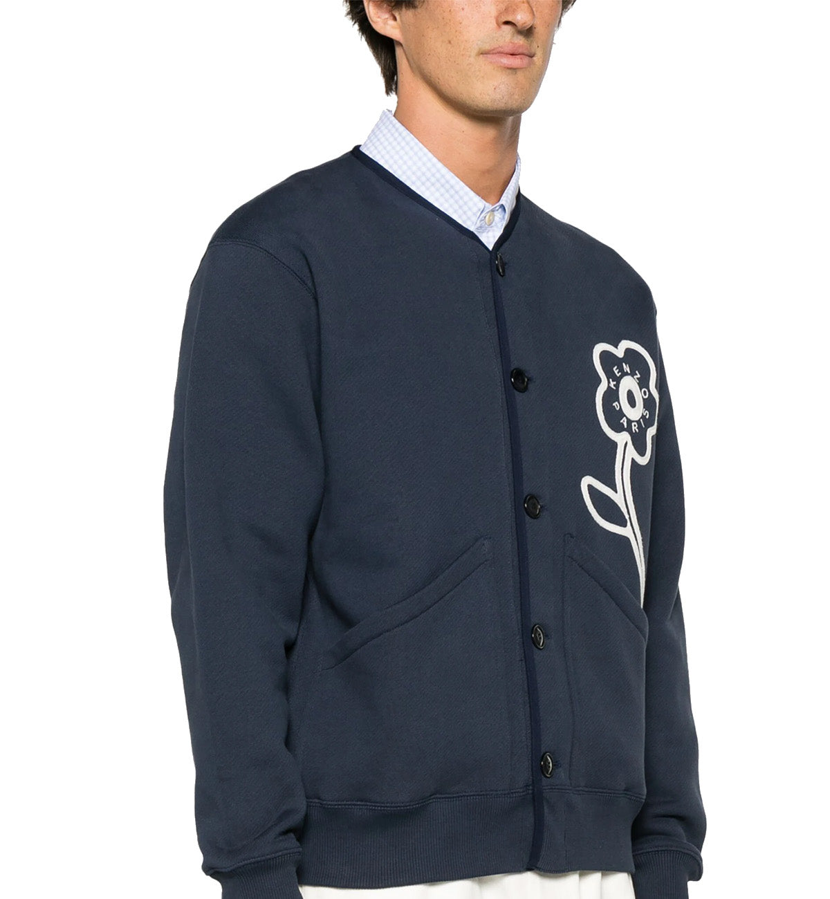 Kenzo Embroidered Navy Button Jacket