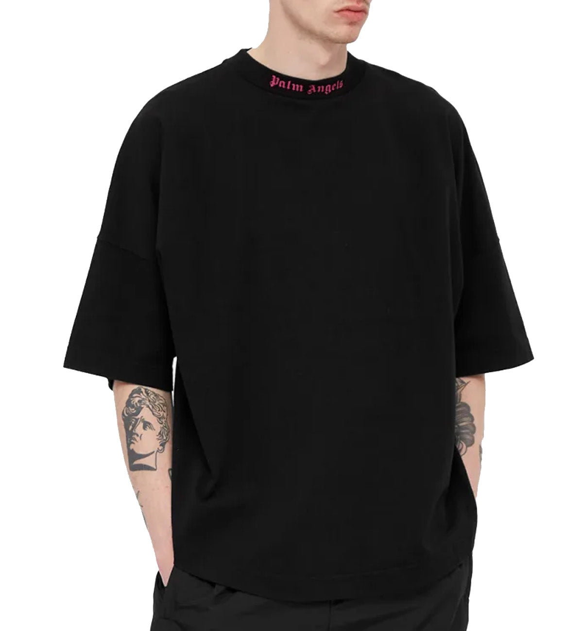 Palm Angels Double Printed Oversize T-Shirt (Black & Fuchia)