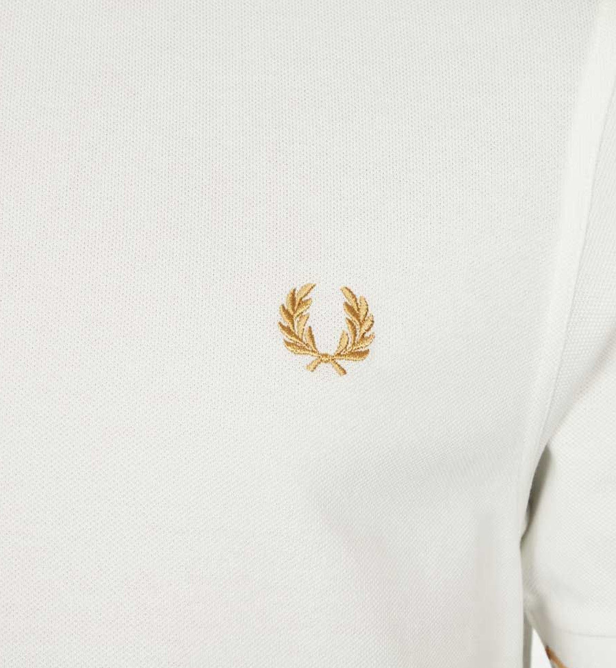 Fred Perry Gold Double Stripe White Polo Shirt