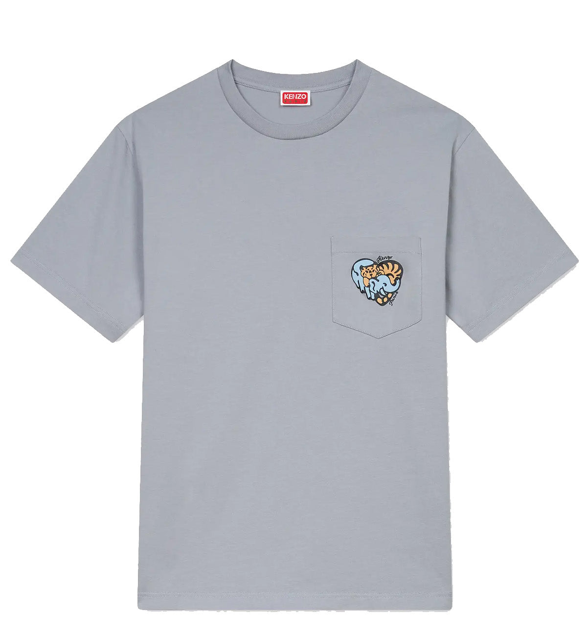 Kenzo Embroidered Jungle Heart Pocket T-Shirt (Grey)